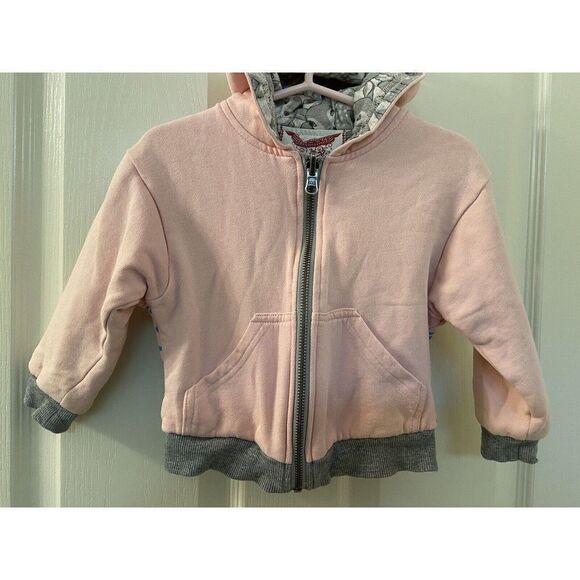 Little Wings by Paper Wings Girls Pink Rainbow Deer Reversible Hoodie Size 3 yrs - Picture 4 of 11